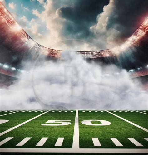 Football Field Background With Smoke and Lights, Football Backdrop ...