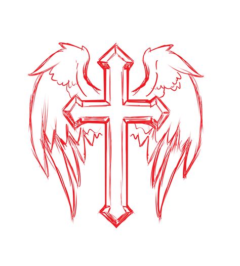 Cross with Wings, Tattoo Design free image download