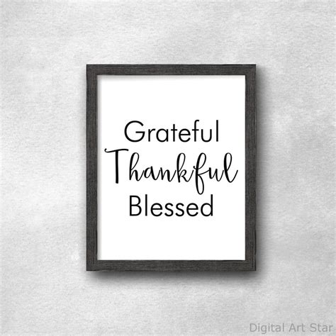 Word Wall Art Grateful Thankful Blessed Black and White Sign - Etsy