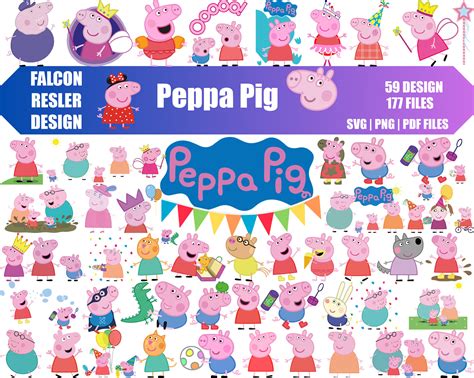 Peppa Pig Characters Cartoon Moovie svg-png-pdf Tshirt - Etsy