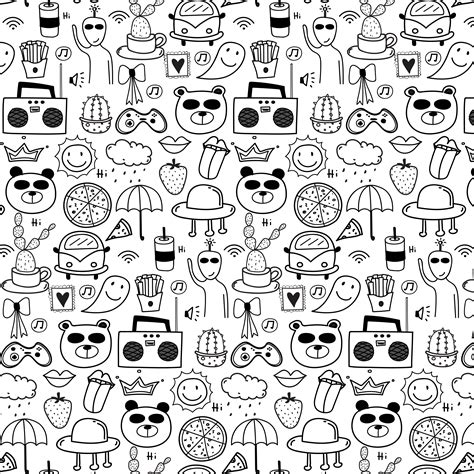 Pattern With Line Hand Drawn Doodle Lovely Background. Doodle Funny ...