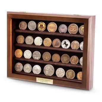 Personalized 32 Coin Display with Hinged Front , Add Your Message ...