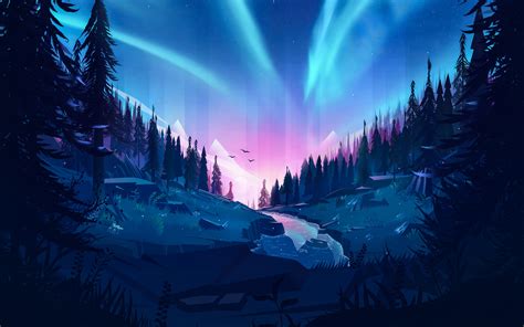 1920x1200 Auroral Forest 4k Illustration 1080P Resolution ,HD 4k ...