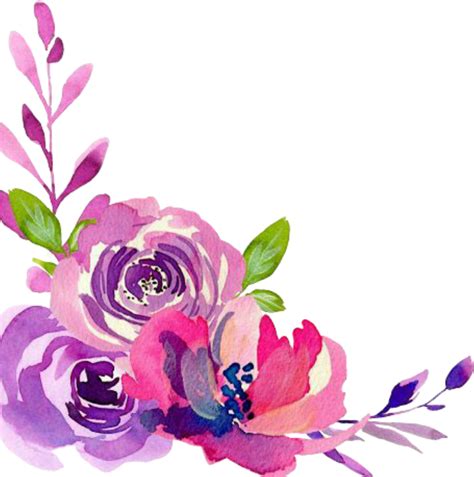 Download Ftestickers Watercolor Flowers Border Corner - Watercolor ...