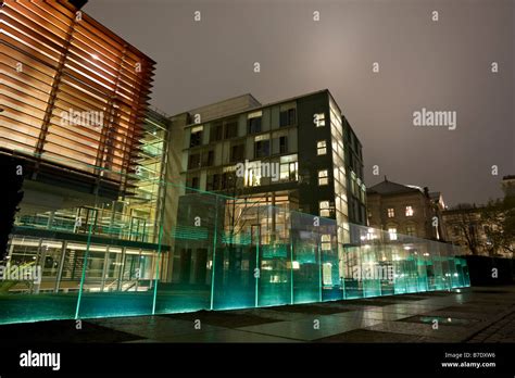 Articles of the German constitution etched into green illuminated glass ...