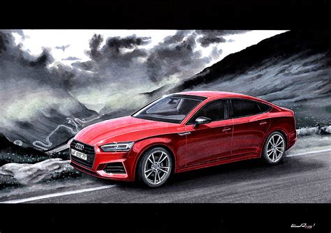 Red Car On Transfagarasan Road Drawing by Lucas Jan Drygiel