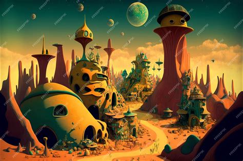 Premium AI Image | Digital painting of a futuristic city in the desert ...