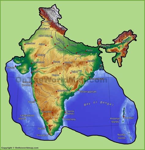 India physical map | India map, India world map, Map