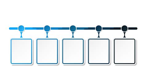 horizontal Linha do tempo ou fluxograma com cinco quadrado elementos e ...