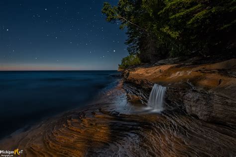 Moonlit Night at Elliot Falls-Pictured Rocks National Lakeshore-native ...