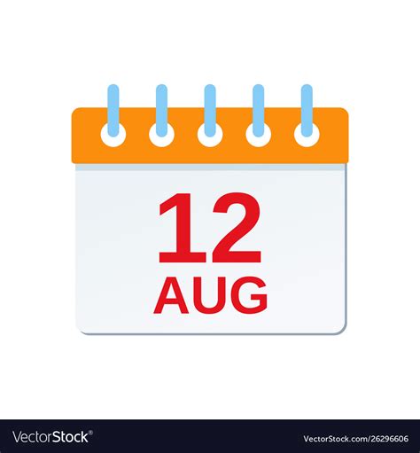 12 august calendar icon canada day Royalty Free Vector Image