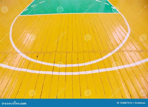 Old Cracked Floor of the Sports Hall with Markings for Basketball Stock ...