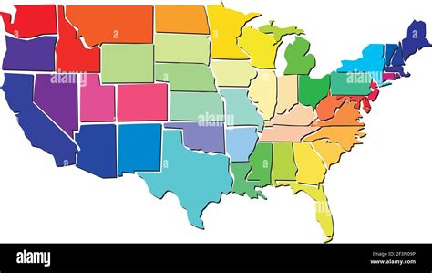 Colorful USA map with states Stock Vector Image & Art - Alamy