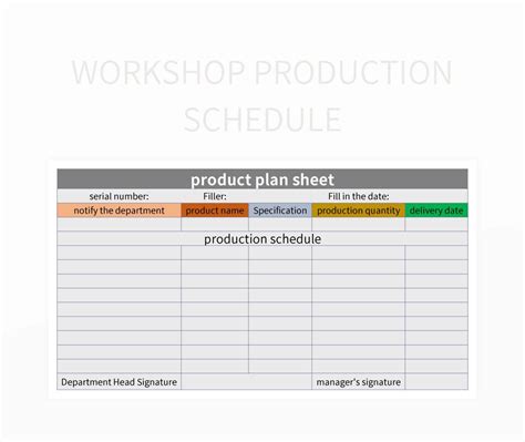 Workshop Production Schedule Excel Template And Google Sheets File For ...