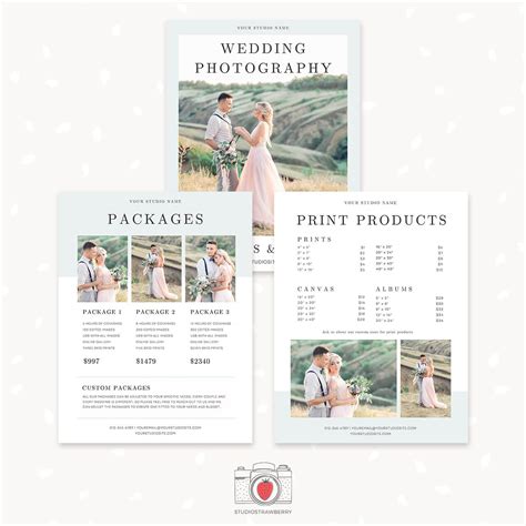 Wedding photographer packages & pricing guide template – Strawberry Kit