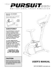 Weslo Pursuit 895i Bike Manual