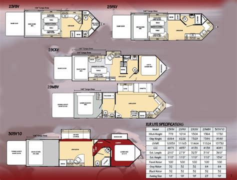 Forest River XLR Lite toy hauler travel trailer floorplans