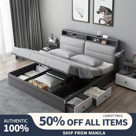 Benbo 150x200CM high-end storage double bed high box storage box bed ...