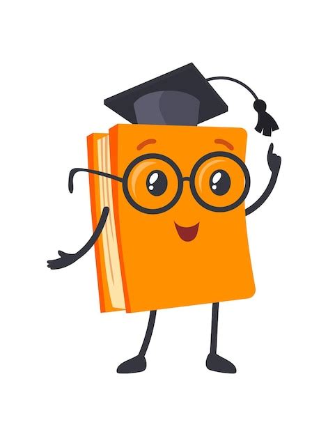 Premium Vector | Funny book character. Textbook in glasses of teacher ...