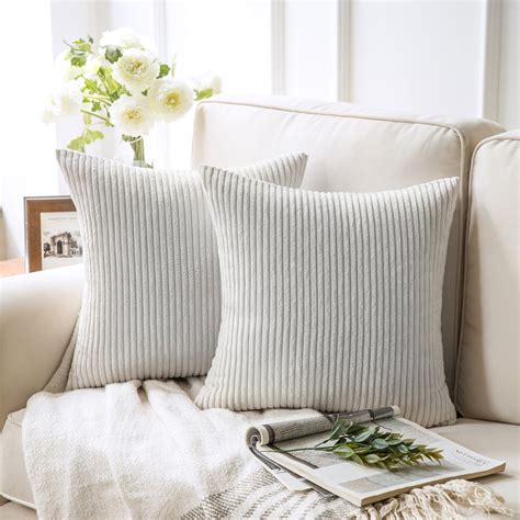 Soft Corduroy Striped Velvet Square Decorative Throw Pillow Cusion For ...