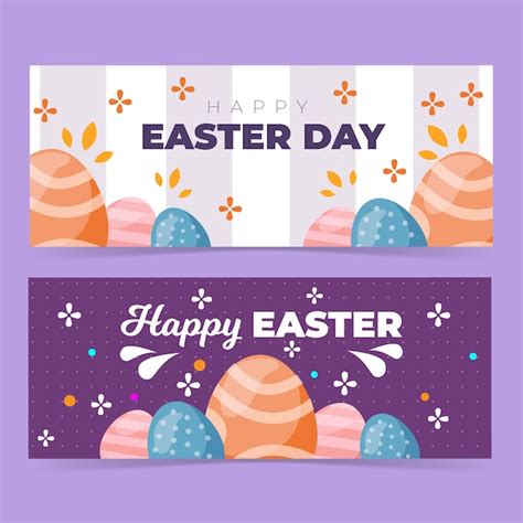 Happy easter flat design banner template | Free Vector