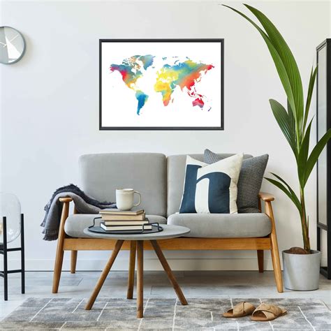 Colorful World Map Poster Printable World Map Rainbow World - Etsy