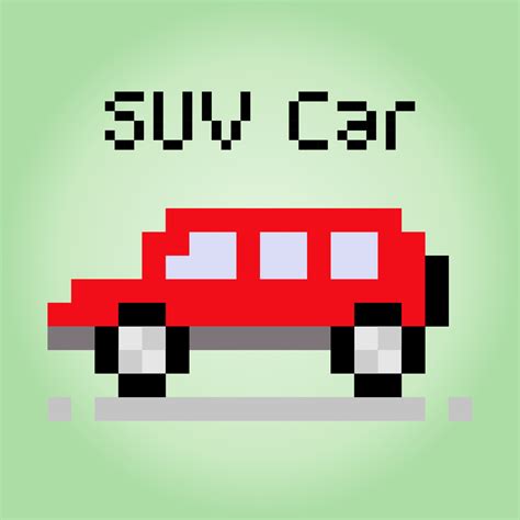 8 bit pixel car. SUV car transport object for game assets in vector ...