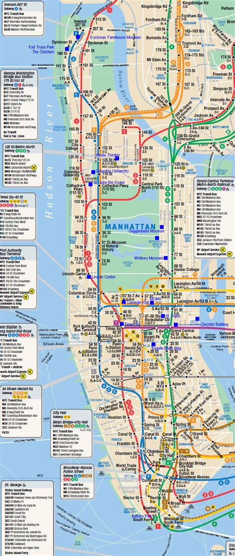 Large detailed subway map of Manhattan. Manhattan large detailed subway ...