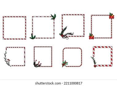 Set Christmas Frame Border Rectangle Isolated Stock Vector (Royalty ...