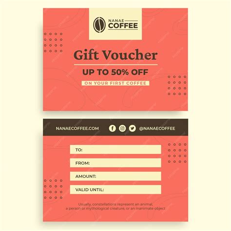 Free Vector | Professional abstract nanae coffee shop gift certificate