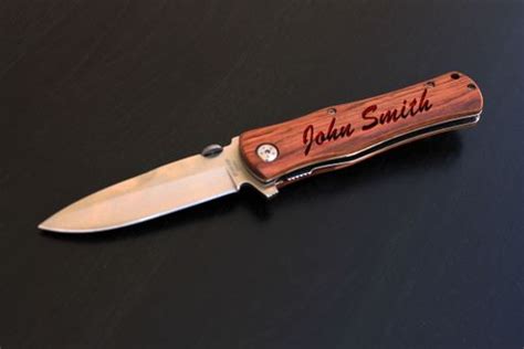 Buy Hand Made Custom Engraved Pocket Knife, Wood Handle Engraved Pocket ...