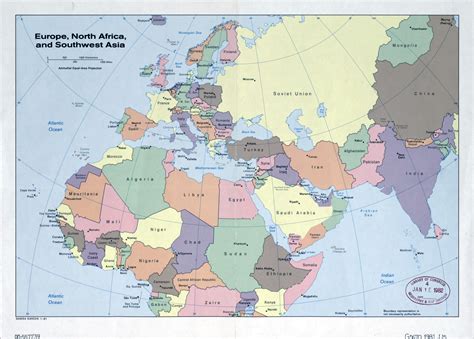 Large detailed old political map of Europe, North Africa and Southwest ...