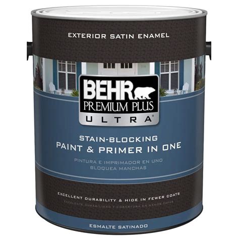 BEHR Premium Plus Ultra 1 gal. Ultra Pure white Satin Enamel Exterior ...