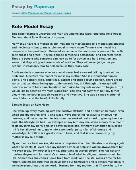 Role Model Essay Example