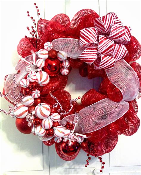 Tangled Wreaths™: Christmas Holiday Deco Mesh - Red & White, Peppermint ...