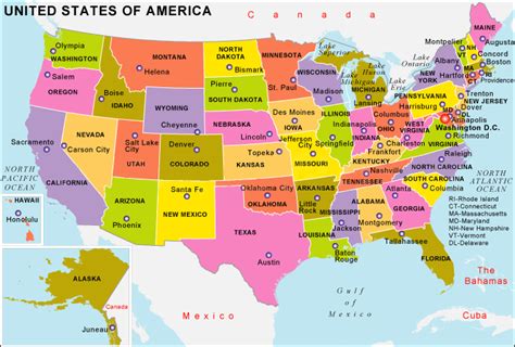 Map Of The United States With States And Capitals - Robyn Christye