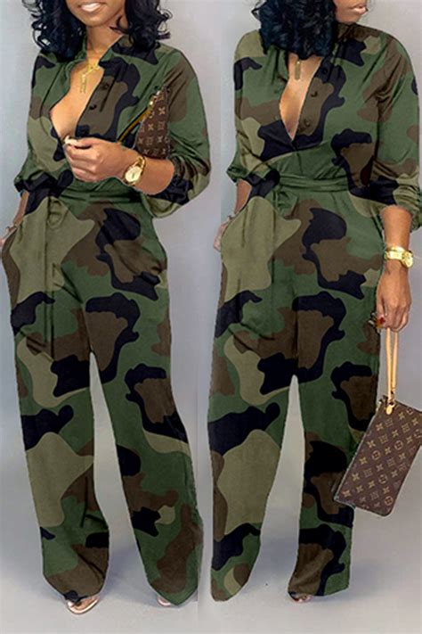 Lovely Casual Camouflage Printed Army Green One-piece Jumpsuit_Jumpsuit ...