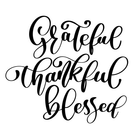 Typographic vector quote thankful grateful blessed decorated hand drawn ...