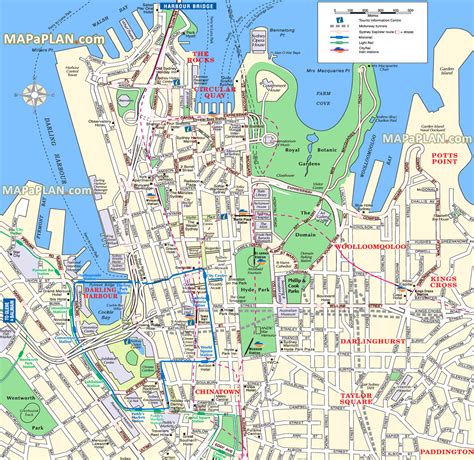 Sydney top tourist attractions map - Points of interest, main landmarks ...