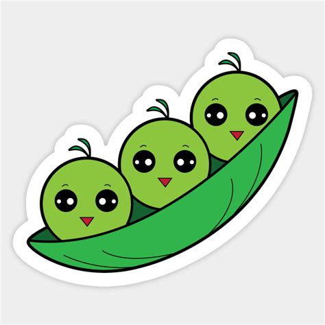 Cute Cartoon Three Peas in a Pod - Peapod - Sticker | TeePublic