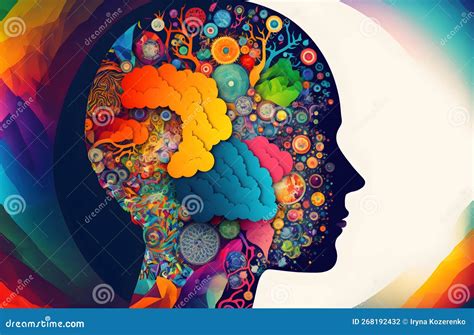 Colorful Illustration Concept of a Creative Mind. Concept Art Collage ...