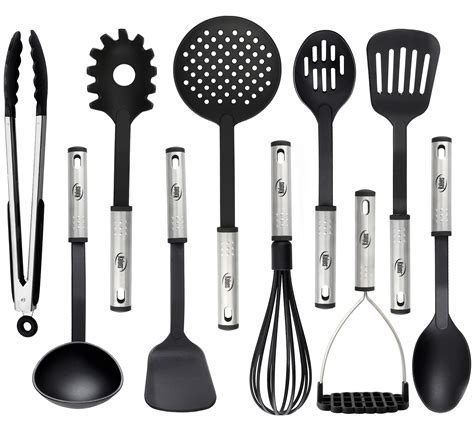 Cooking Utensils - 10 Nylon Stainless Steel Kitchen Supplies - Non ...