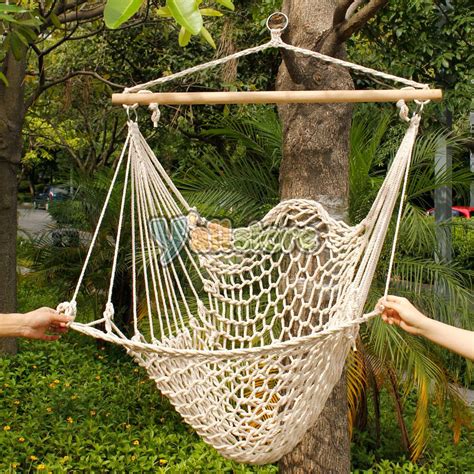 Hanging Swing Chair Weave Rope Hammock Outdoor Porch Yard Tree Cotton ...