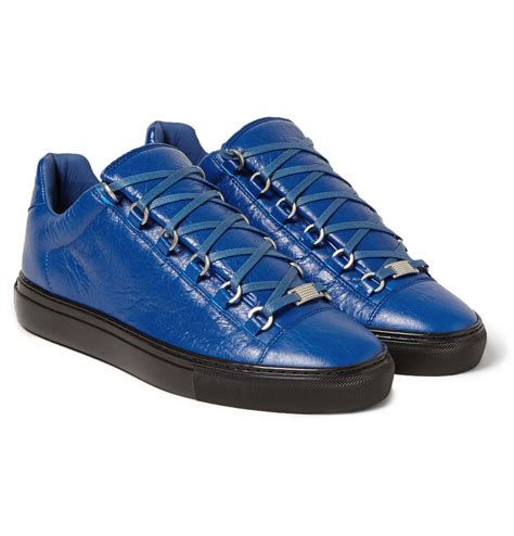 Lyst - Balenciaga Arena Creased-Leather Sneakers in Blue for Men