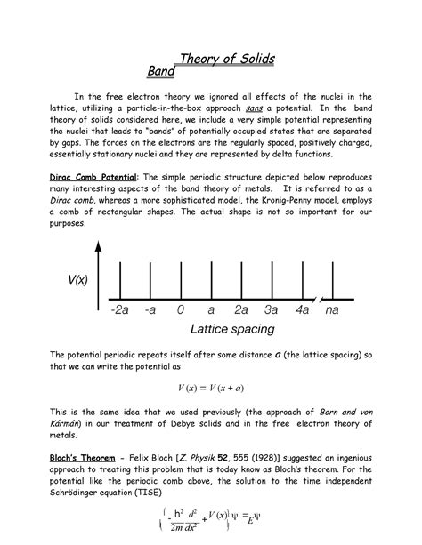 Band theory of solids - Band Theory of Solids In the free electron ...