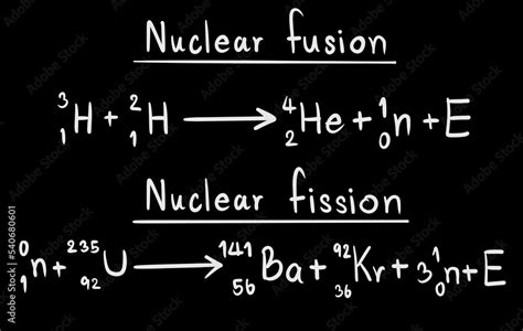 Nuclear fission and nuclear fusion equation in physics and chemistry on ...