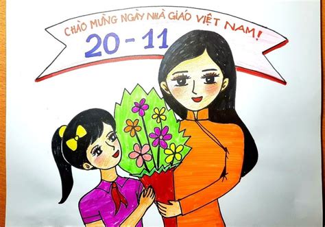 Vẽ tranh 20-11 - Đề tài Ngày Nhà Giáo Việt Nam ý nghĩa