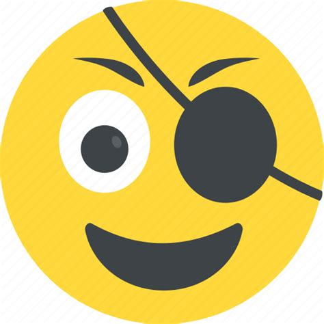 Emoticon, eye patch, laughing, pirate emoji, smiley icon