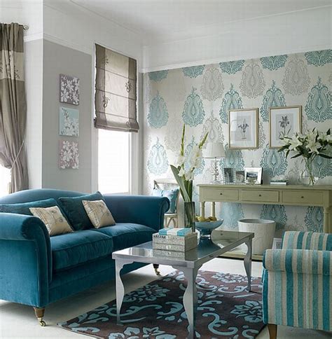 Wallpaper Ideas for Decorating Your Interiors Turquoise Sofa, Living ...