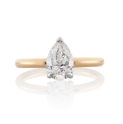 18ct Rose & White Gold Pear Shape Solitaire Diamond Ring | Cerrone